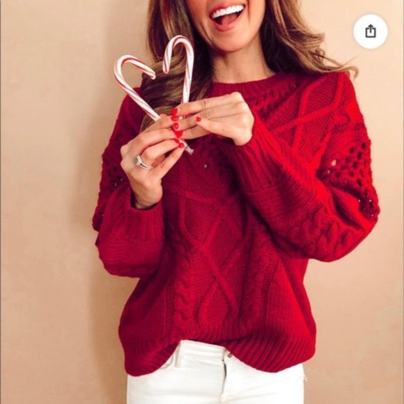 Honey Punch Sweaters - NWT Vici Honey Punch Red Knit Sweater Small